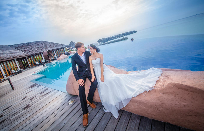 Wedding on a beach couple