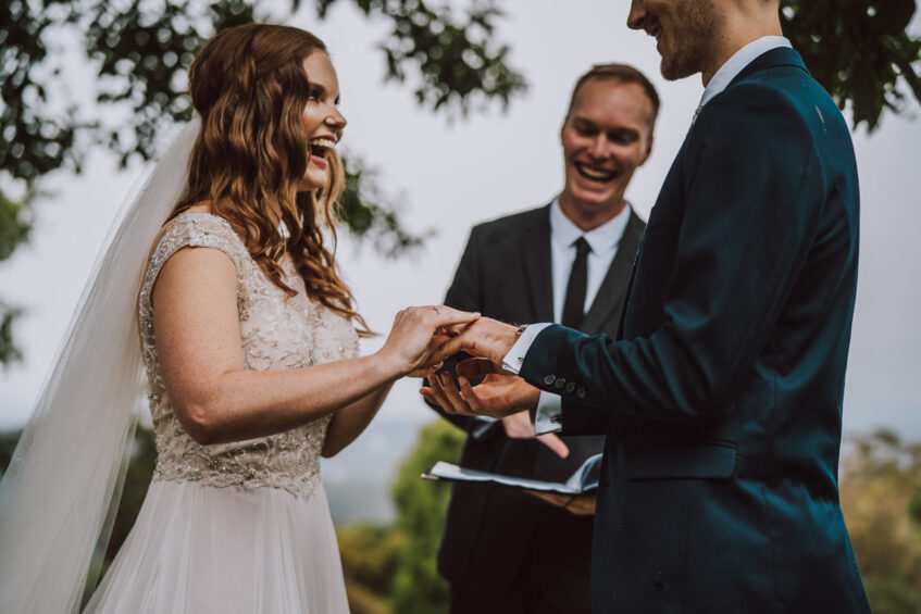 A couple saying wedding vows