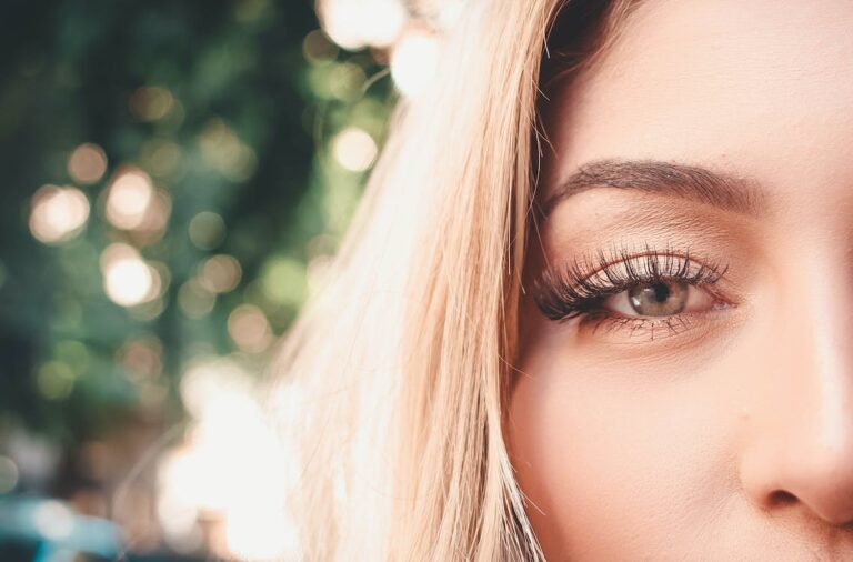 Closeup of a woman's eye. Concept for eyelash serum benefits