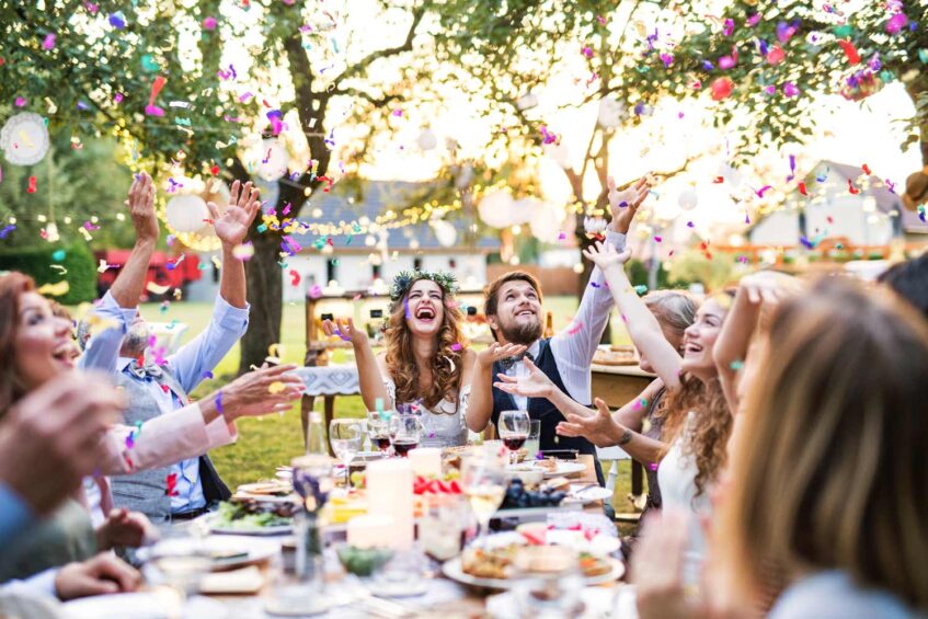 wedding guests at the table